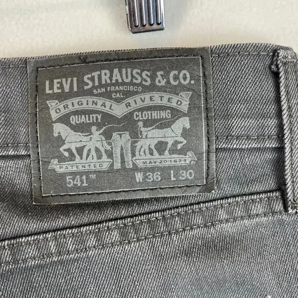 Levis 541 Jeans Mens 36x30 Black Gray Athletic Tapered‎ Mid Rise Stretch Denim - Picture 4 of 11